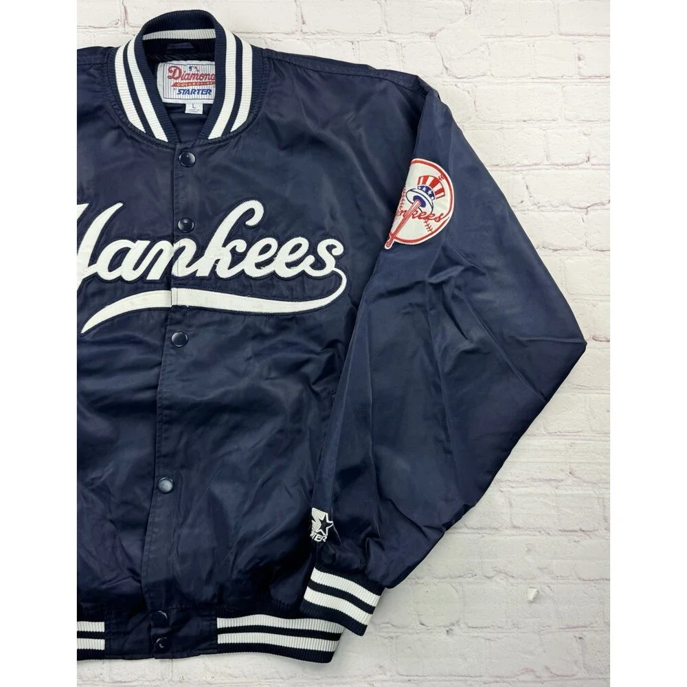Vintage New York Yankees Starter Jacket Satin MLB Diamond Collection Men’s Large